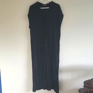 Zara Basics Midi Dress. Black  Size Medium. Semi Sheer Belted.